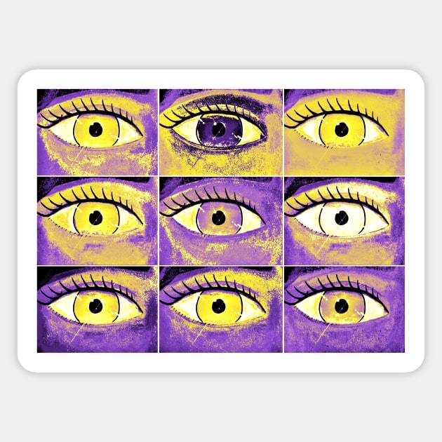 Nonbinary Pride Painted Eyes Collage Sticker by VernenInk